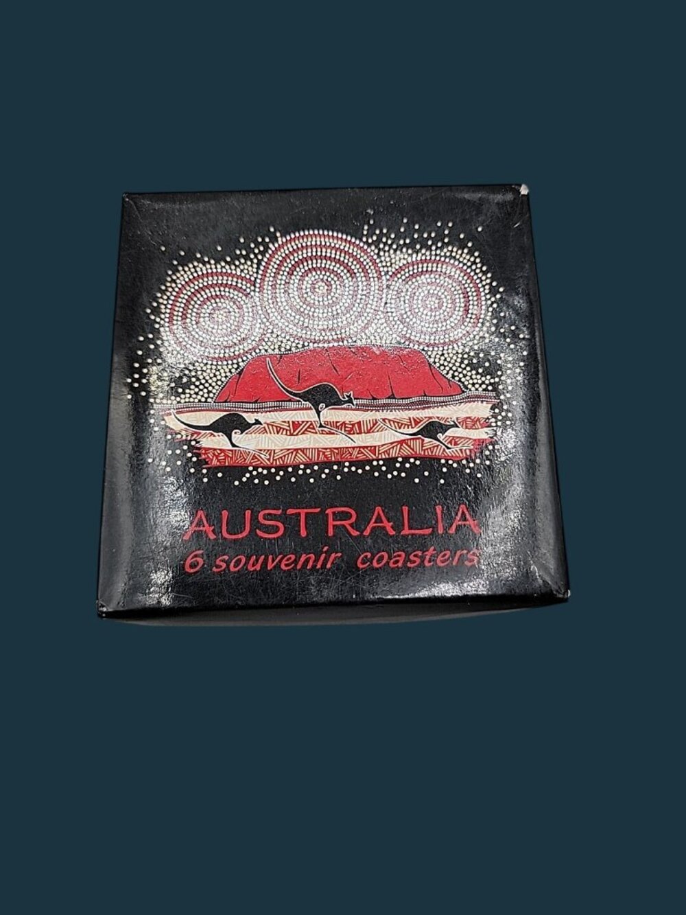 Australia Souvenir Coasters Aboriginal-Style Dot Art Work Original Box Set of 6